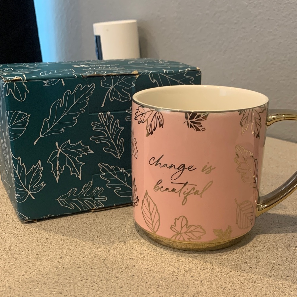 Erin Condren Pink and Gold Ceramic Mug - Change is Beautiful